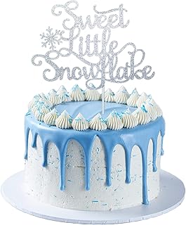 Sweet Little Snowflake Cake Topper, Glitter Little Snowflake Cake Topper for Winter Snowflake Baby Shower Boys Girls Winte...