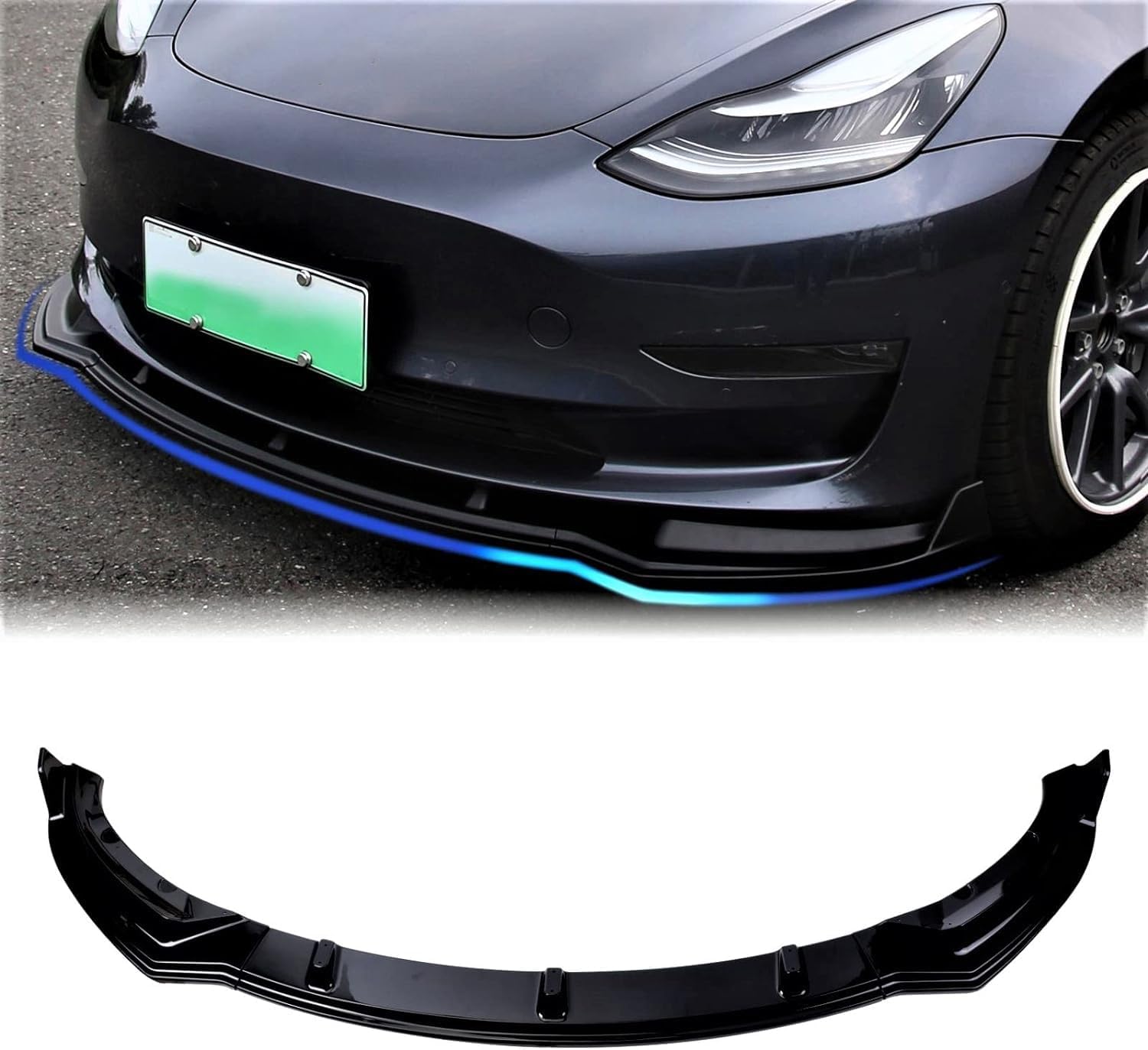 DOLKSN 2022 NEW Tesla Model Y Front Bumper Lip Front Spoiler Front Wing for Tesla Model Y Accessories 2020 2021 2022(Glossy black)