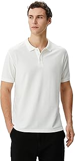 KOTON mens Polo Neck Button Detail Short Sleeve Slim Fit Tshirt