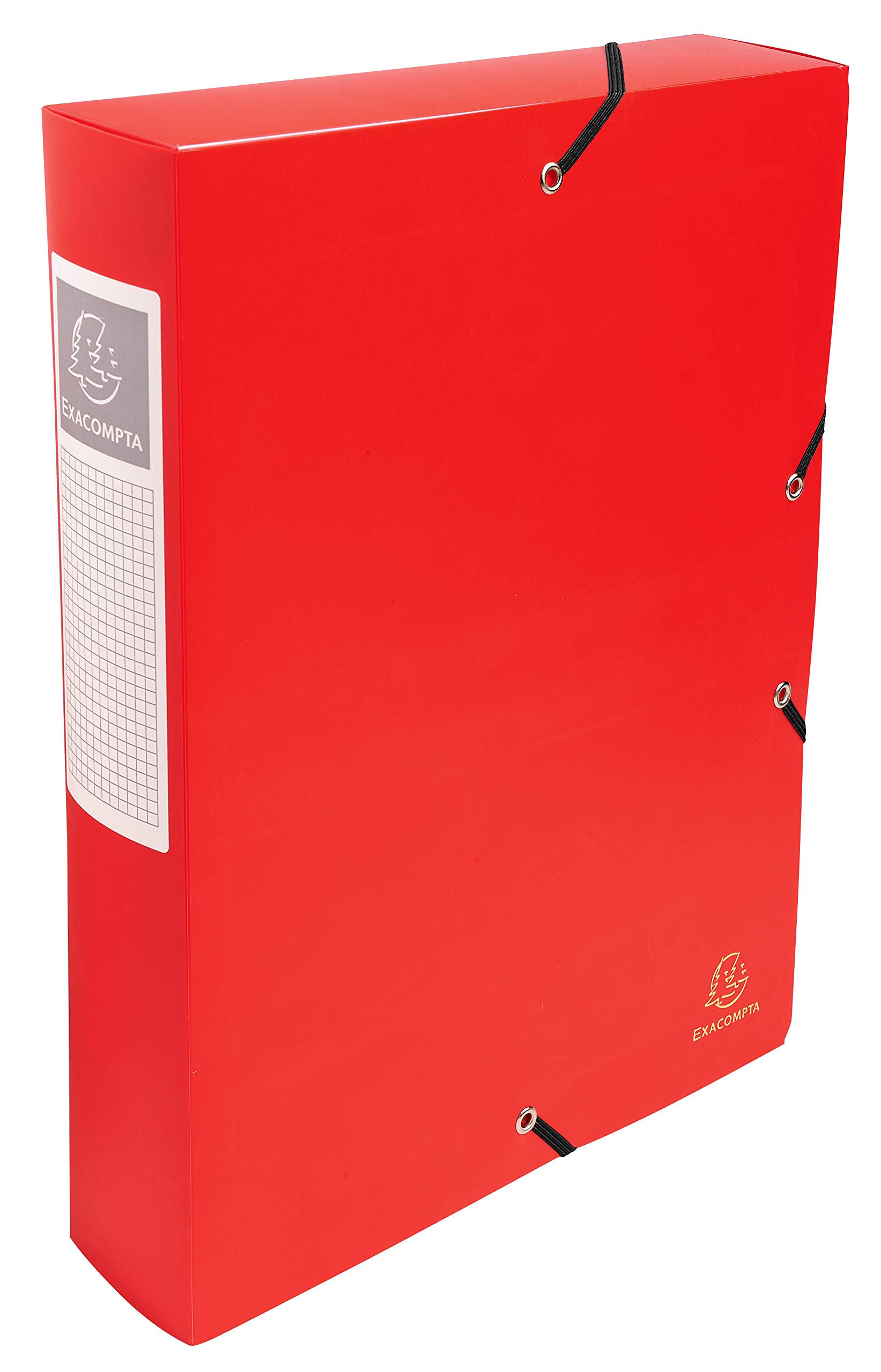 Exacompta - Ref 59885E - Uni PP Elasticated Filing Box - 250 x 330mm in Size, Suitable for Holding A4 Documents, 60mm Spine, Opaque Polypropylene, Spine Label - Red