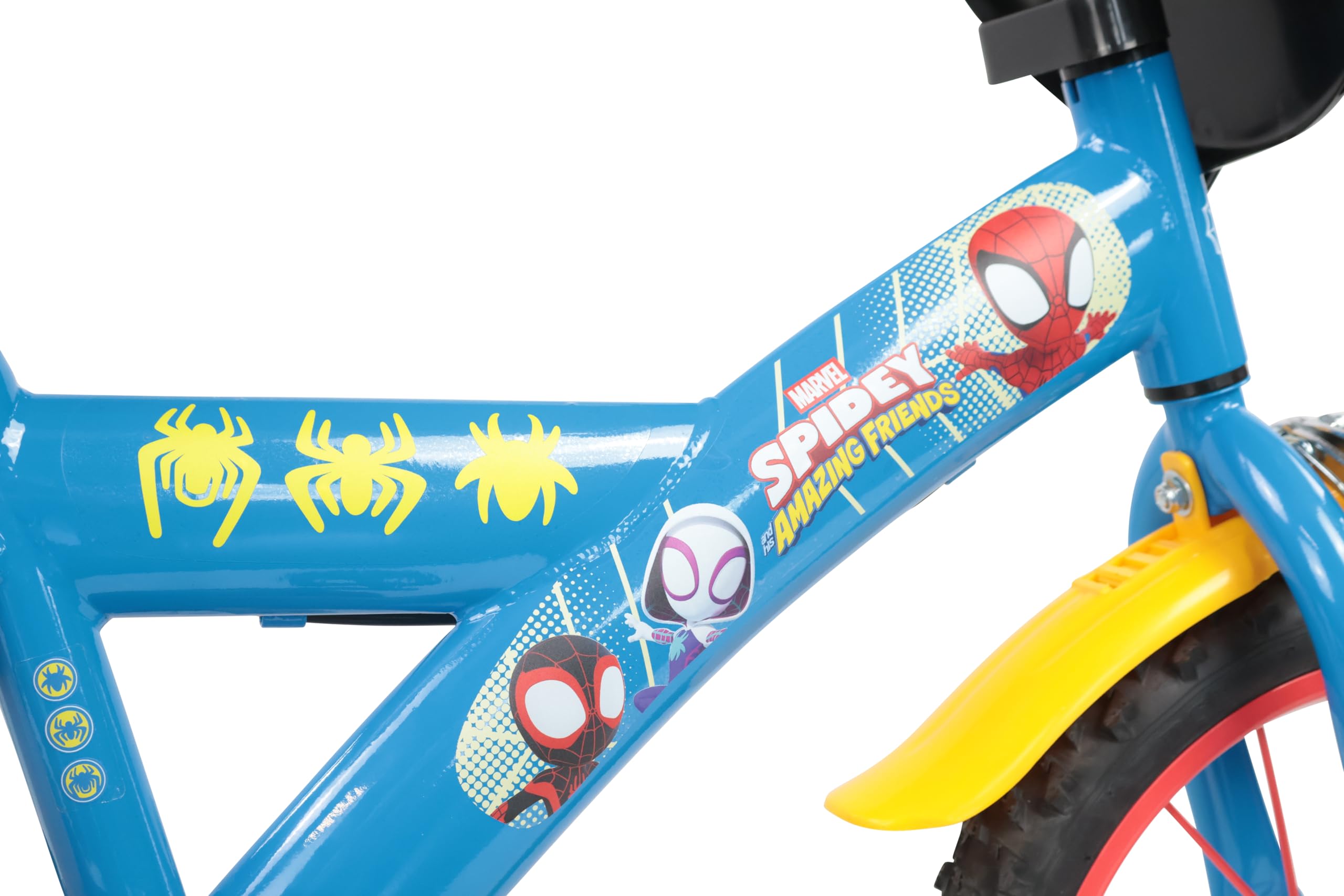 Denver Bike Bicicletta Bambino 16 Pollici Licensed Spidey, 4-6 Anni, Rotelle Removibili, Freni Caliper Anteriore/Posteriore, Telaio Acciaio, Ruote Gonfiabili, Borraccia e Scudo