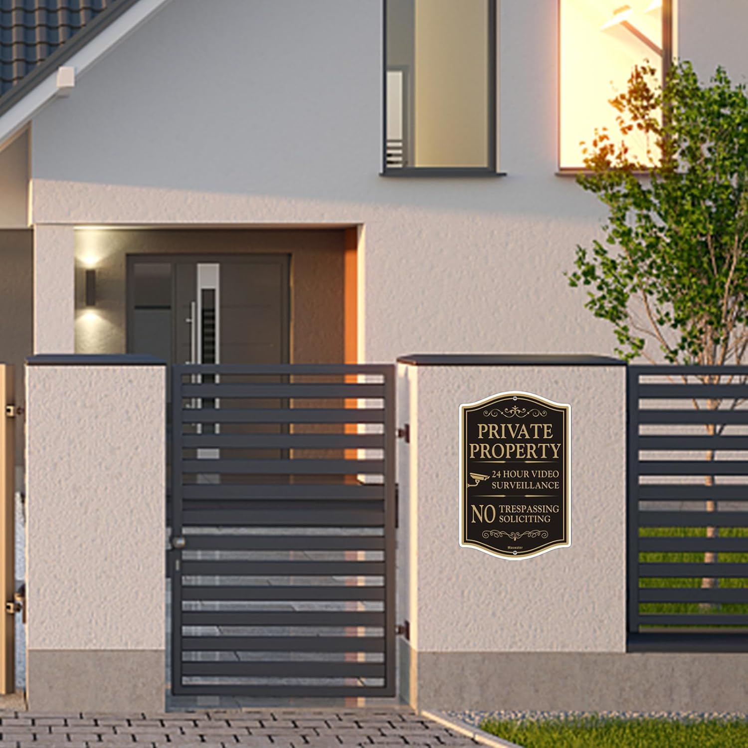 Large Private Property No Trespassing Sign, 2-Pack 12" x 18" No Soliciting 24 Hour Video Surveillance Yard Signs, Reflective Rust Free Aluminum, Fade Resistant, UV Protected & Waterproof