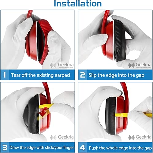 Miniatura 5 de Geekria QuickFit - Almohadillas de repuesto para Edifier W820BT, W828NB, almohadillas para auriculares, piezas de reparación (negro)