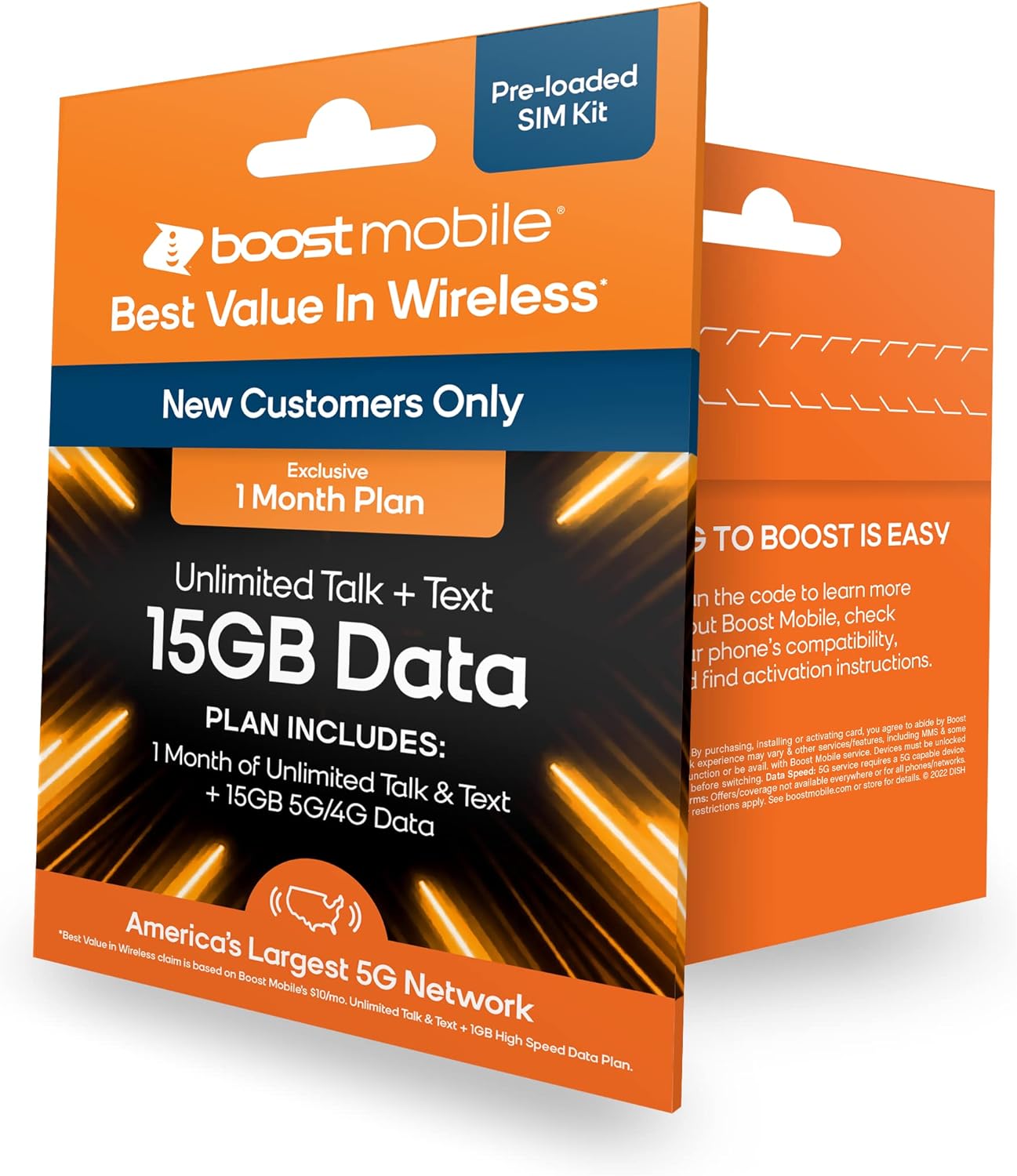 Boost Mobile Prepaid SIM Card | Unlimited Talk & Text | 1 Month 15 GB Data Plan for Unlocked Cell Phones | Mobile Hot Spot Included : Cell Phones & Accessories
