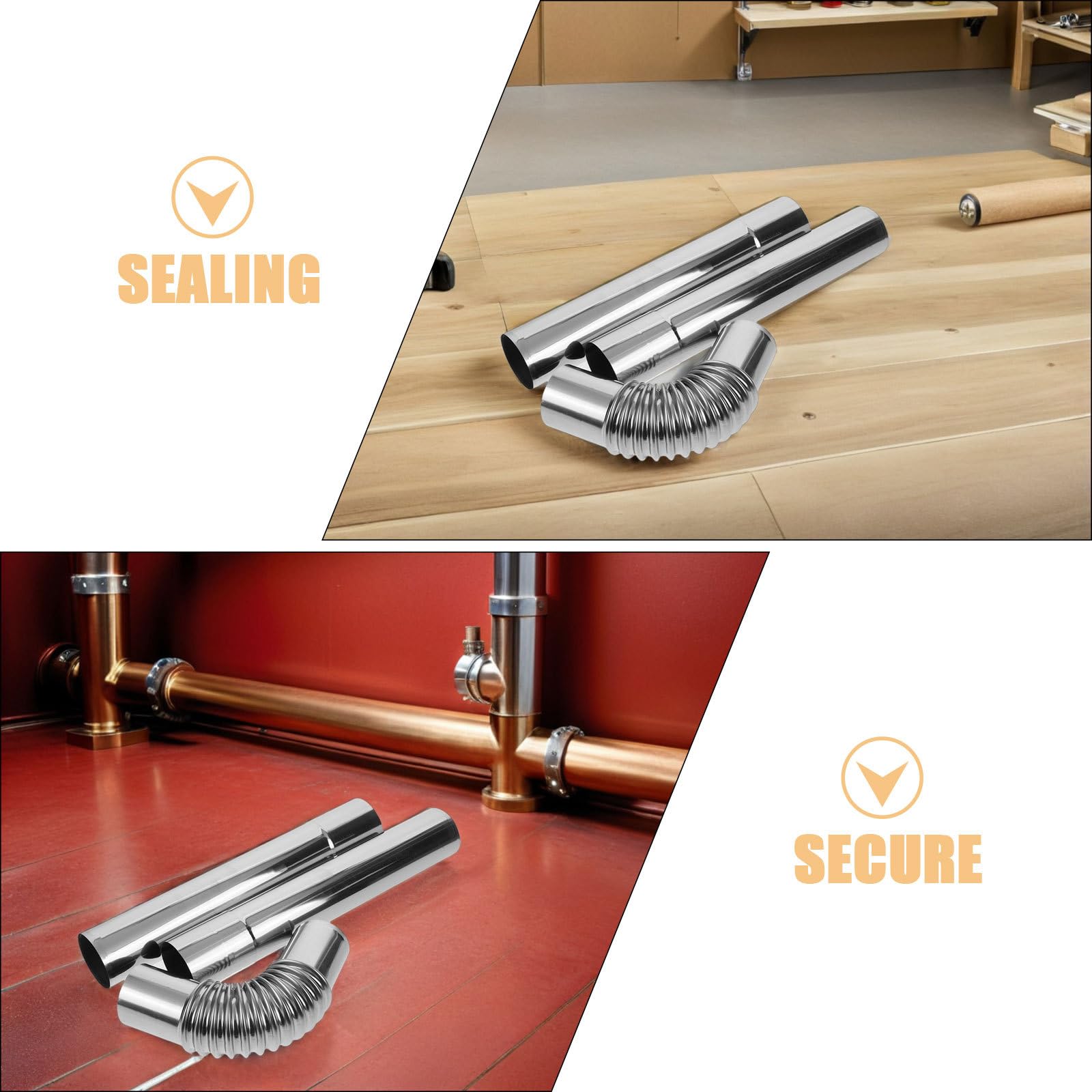 Tubo per Stufa Stufa in Acciaio Inox 4 Pezzi, Argento | Sistema di Canna Fumaria, Uso Interno e Campeggio, Resistenza All'ossidazione, Tenuta e Manutenzione Semplice