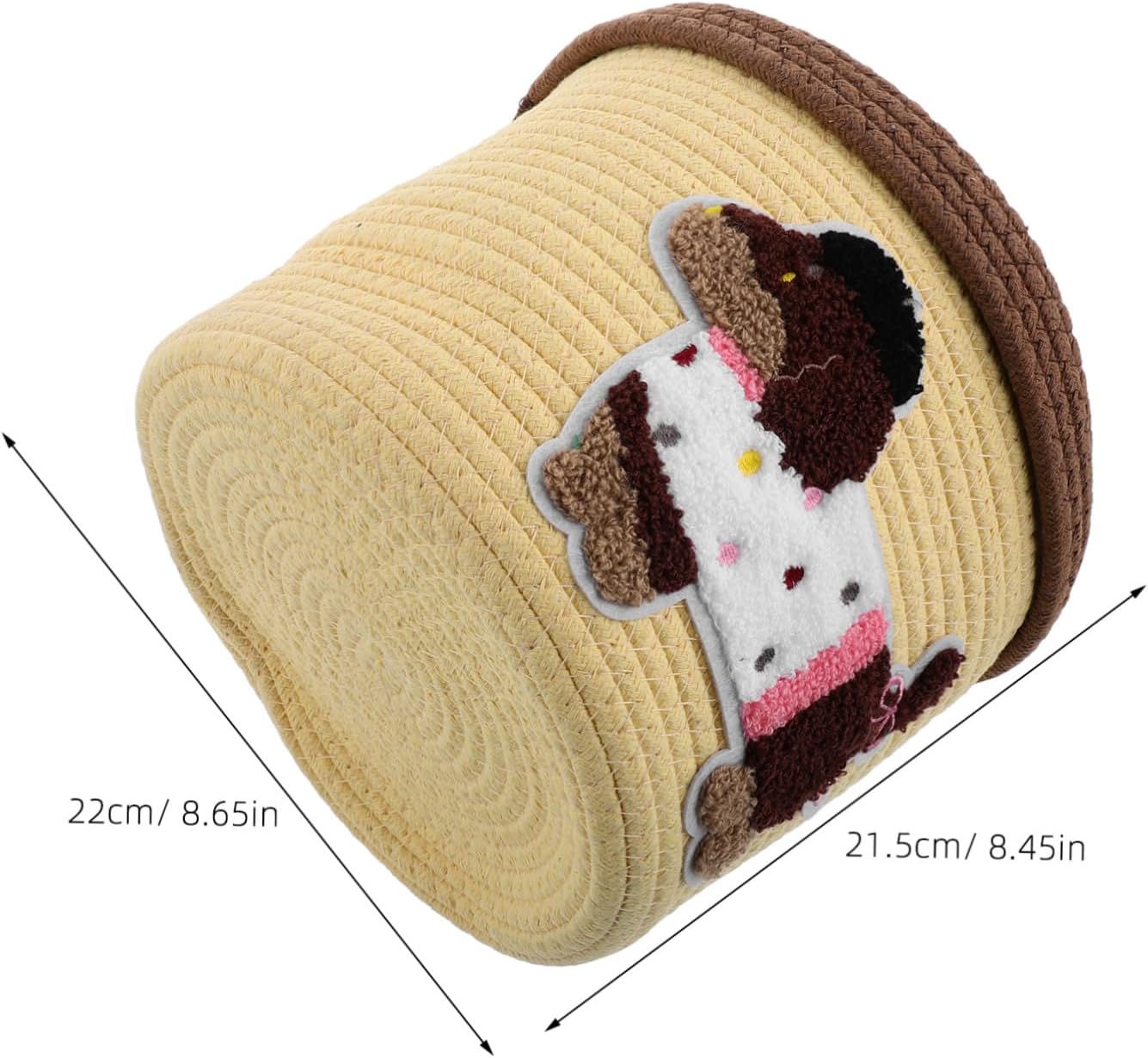 Cotton Rope Car Storage Basket Snack Toy Organizing Bin Decorative Lid for Home Nursery Pet Decorative Storage Baskets