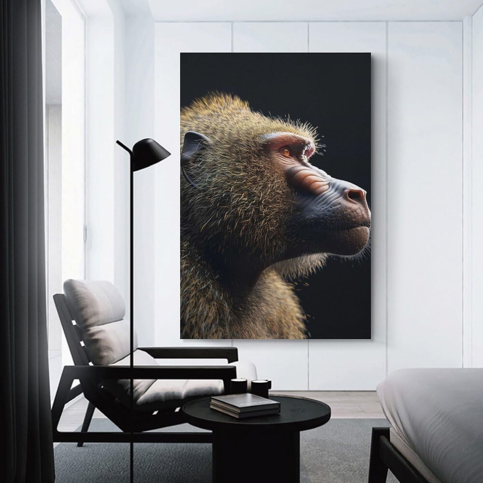 Junmoney Canvas Wall Decor Baboon, 24x36inch(60x90cm), for Restful Interiors, Bedrooms Or Small Rooms, Canvas Wall Decor for Personal Spaces