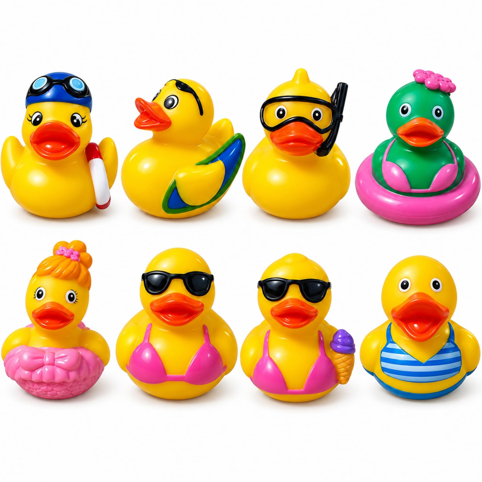 8-Pcs Rubber Duck, Rubber Ducks Multipack with Assorted Character Designs