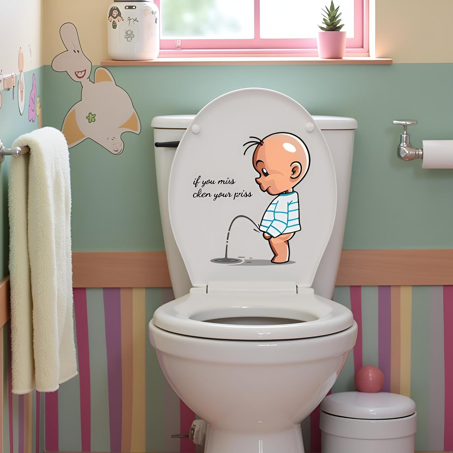 Toilet Sticker If You Miss,Clean Your Piss Funny Seat Sticker Bathroom Wall Decal, Vinyl Wall Art Sign Decor Toilet Lid DIY Removable WaterproofLid Decals Bathroom Accessories