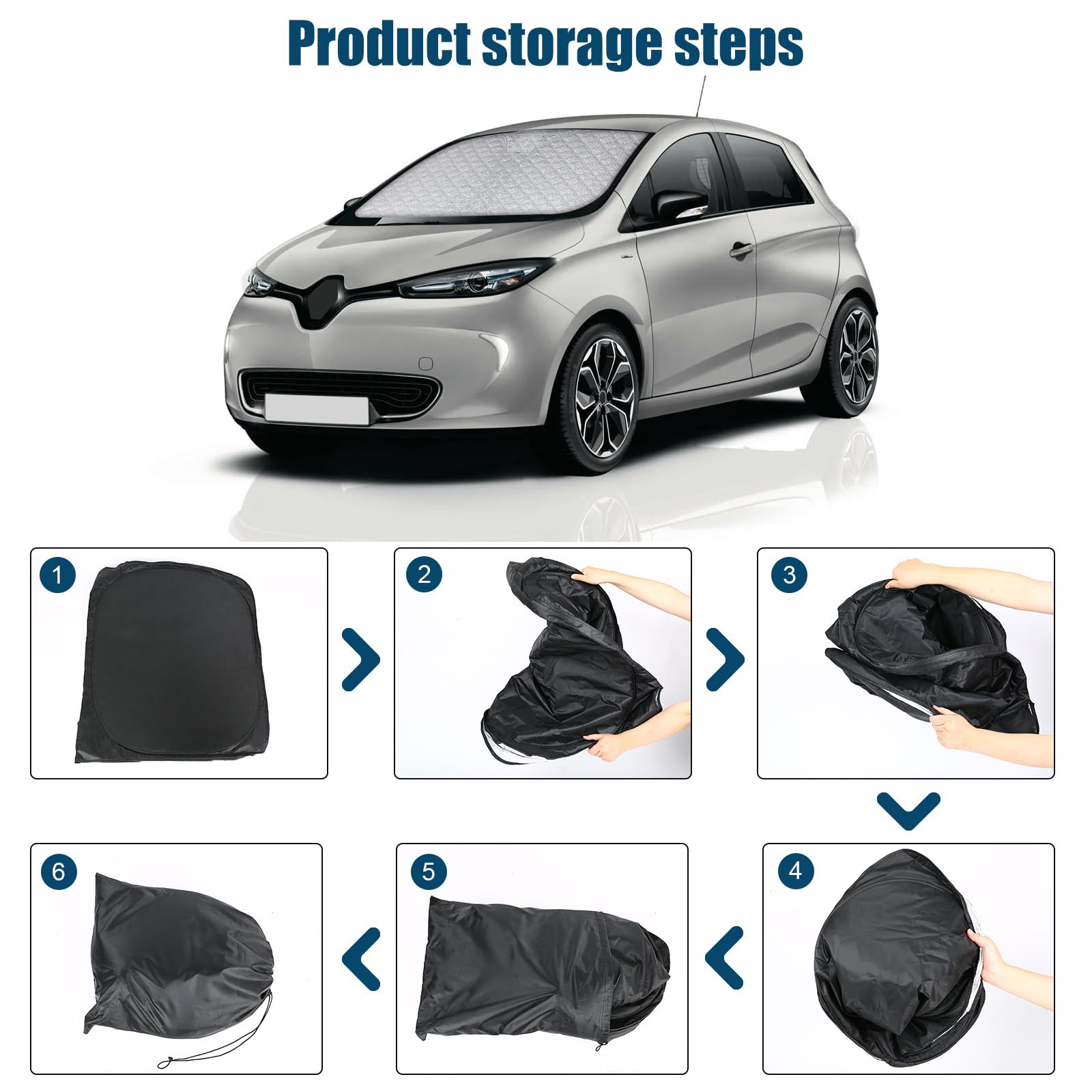 Parasole per Parabrezza Sostituzione per Renault Zoe 2013-2024, Pieghevole Parasole per Parabrezza Auto, Visiera Parasole per Parabrezza Anteriore Auto per Bloccare Il 99% Dei Raggi UV