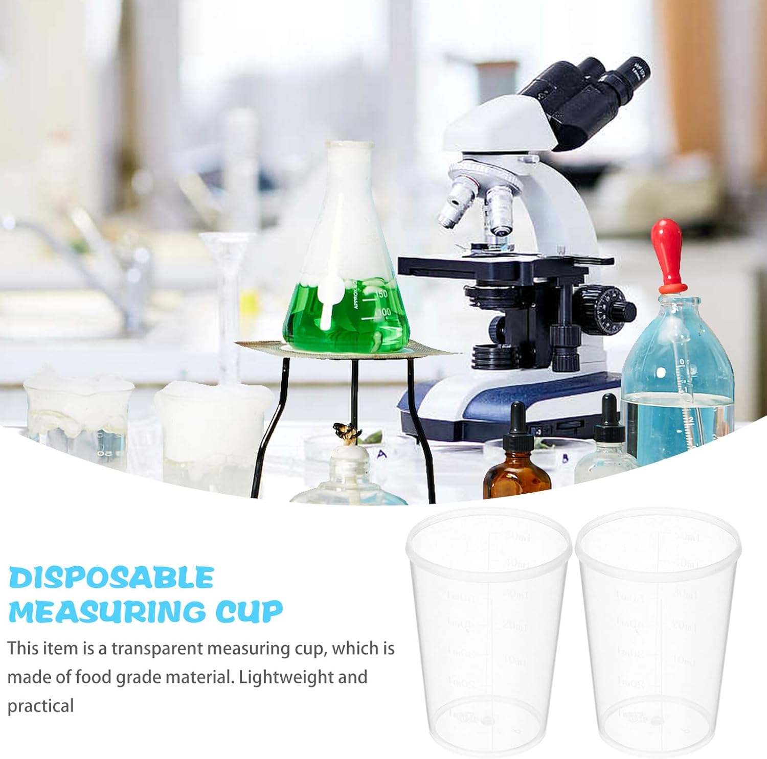 Gadpiparty 100pcs Transparent Disposable Measuring Cups with Graduated Scale Plastic Liquid Measuring Beakers for Laboratory and Home Use Leak-resistant Sample Collection Tool