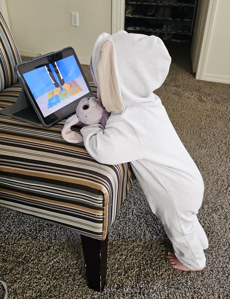 AGQT Newborn Baby Boys Bunny Costume First Easter Outfit One Piece Romper Rabbit Ear Halloween Animal Costumes Hoodie White Size 0-3 Months - Image 3