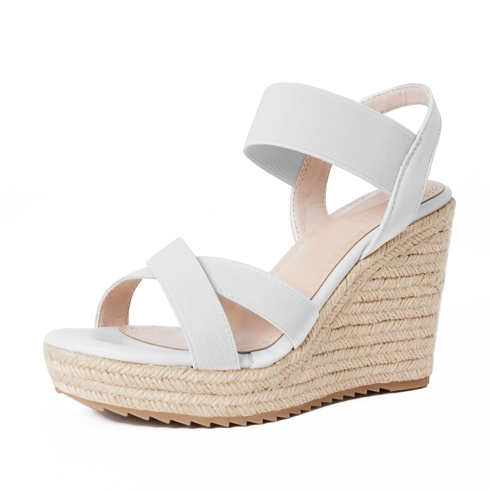 mikarka Women's Open Toe Espadrilles Wedge Sandal Slip On Elastic Ankle Strap Platform Sandals Dressy Comfortable Wedges Shoe