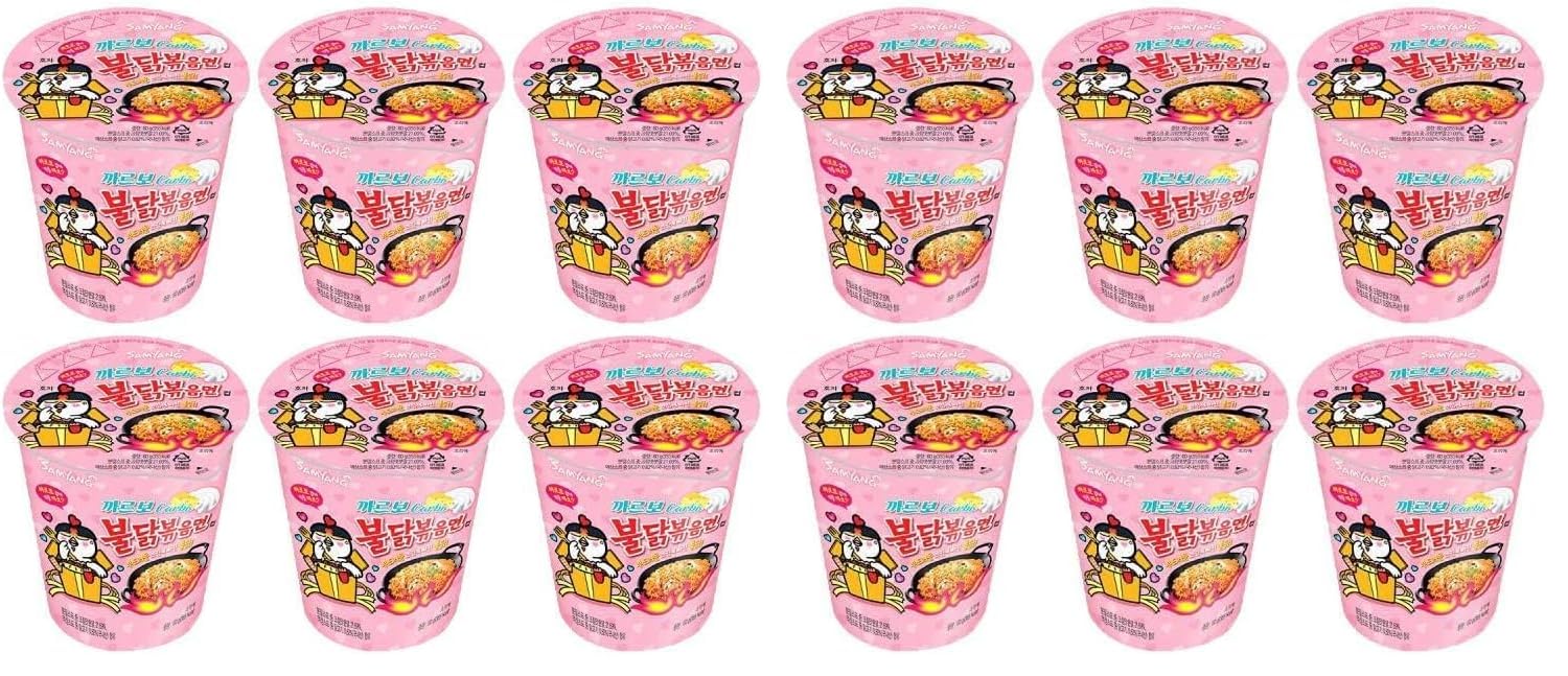 Samyang Carbo Spicy Chicken Fried Cup Noodles 80g × 6 Korean food, Korean ramen