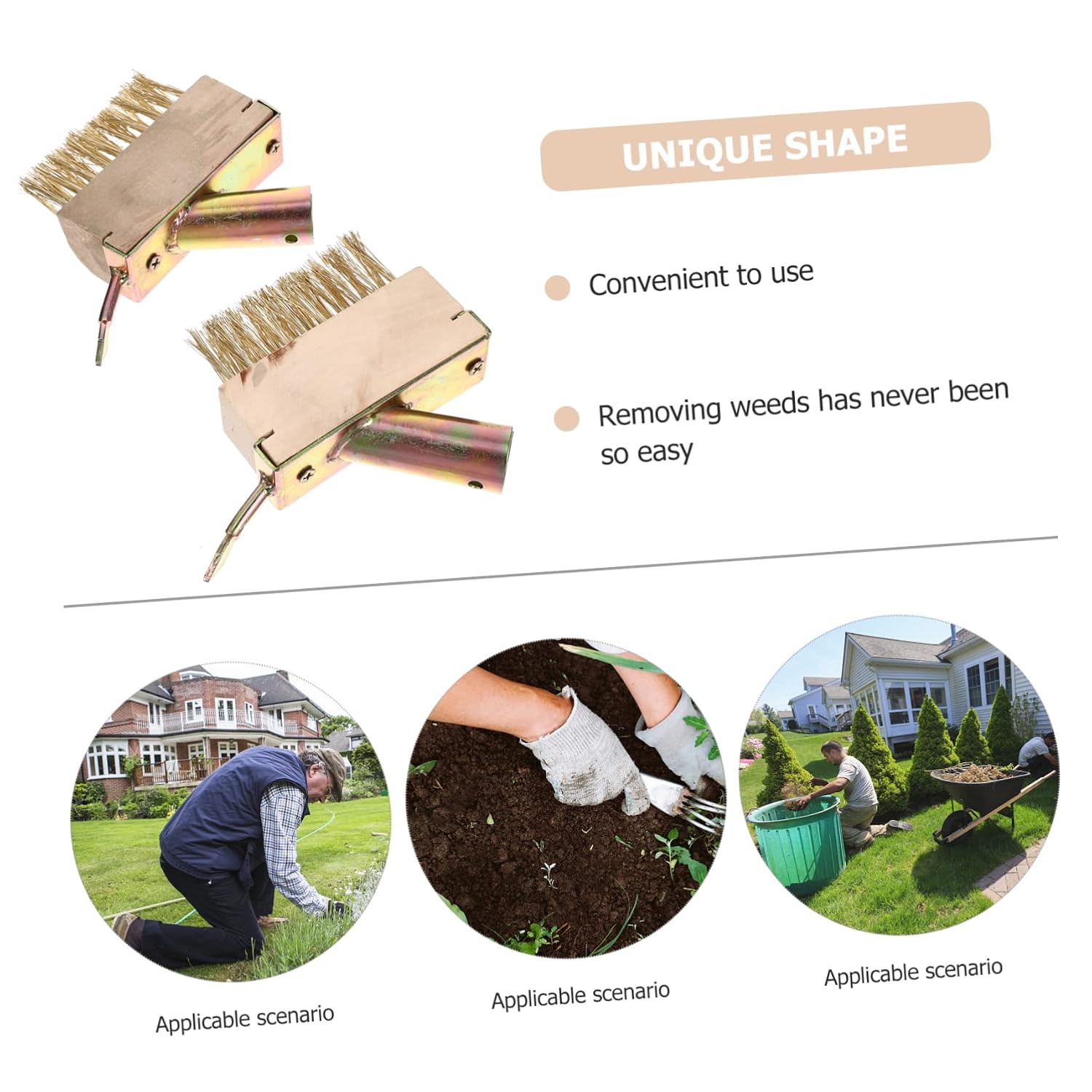 Toyvian 2pcs Steel Wire Bristles Weeding Brush for Moss Removal and Deck Cleaning Garden Tool for Easy Debris Removal and Maintenance