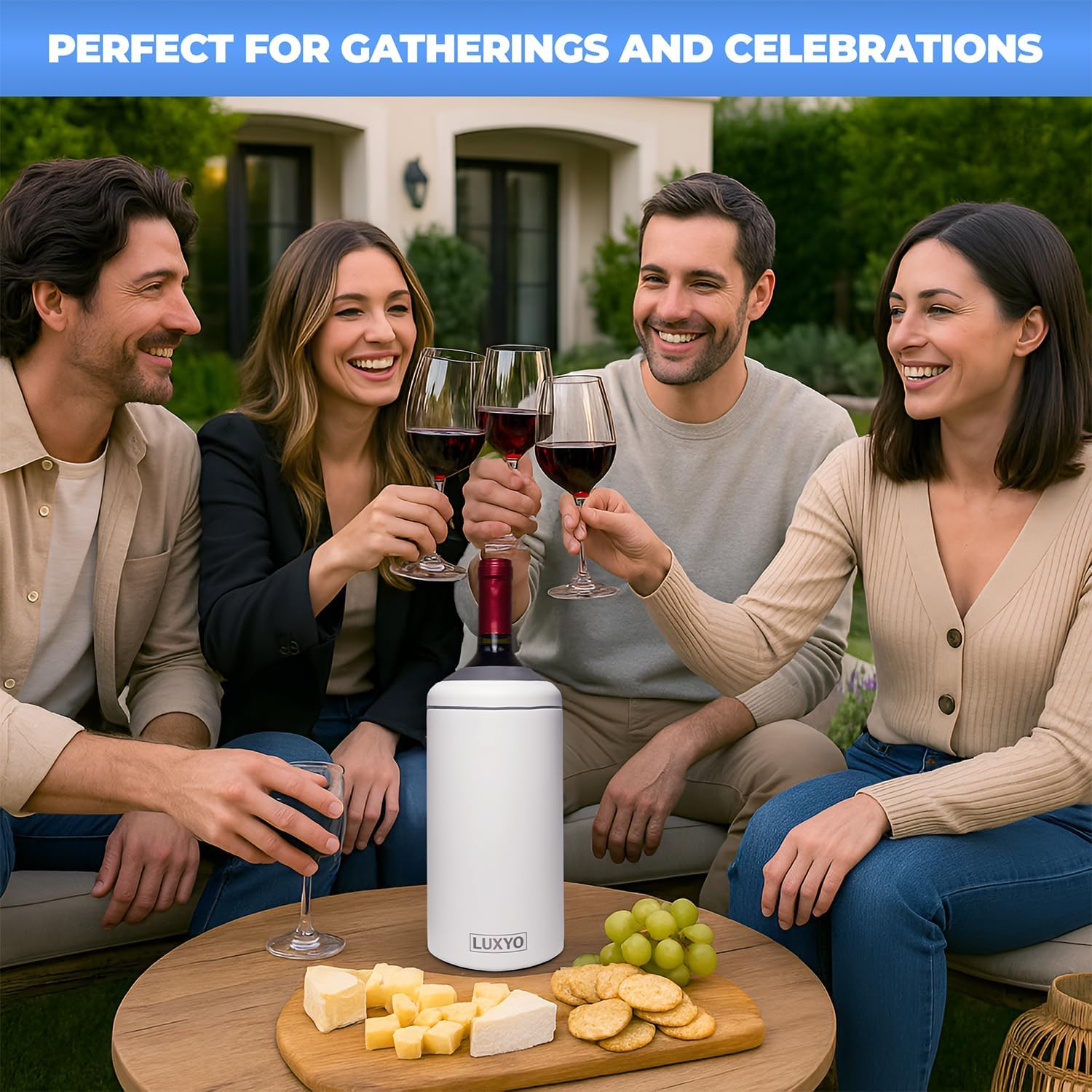 LUXYO Wine Bottle Chiller – Portable Insulated Champagne Cooler for 750ml Bottles, Stainless Steel Double Wall Bucket for Hosting, Gifts & Outdoor Use - Image 4