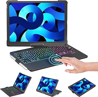 iPad Pro 11 inch Case with Keyboard (2022), 360 Swivel, Pencil Holder, Slim Backlit Keyboard Cover for iPad Air 5th/4th Gen 10.9 inch & iPad Pro 11 inch 4th/3rd/2nd/1st Gen - Black