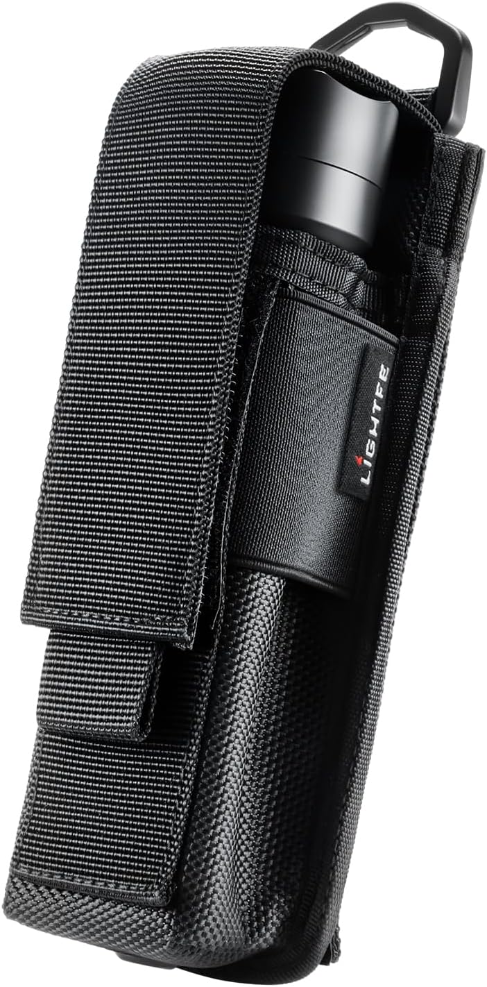LIGHTFE Flashlight Holster Flashlight Holder Molle Torch Nylon Holster Pouch Suitable for Flashlights with a Maximum Diameter of 4.5CM（1.77 inches and a Length of 15CM-20CM（6-8 inches Black