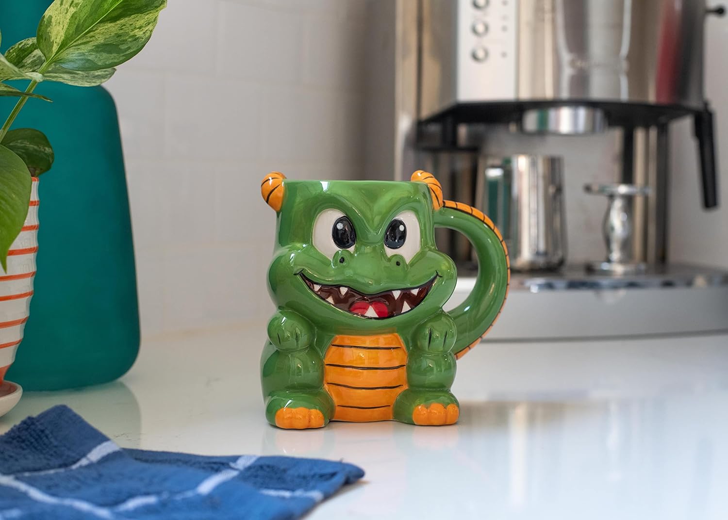 ESNCHMG-DN Emerald Green Fire Breathing Dragon Character 17 ounce Glossy Ceramic Coffee Tea Cup Mug For Your Favorite Morning Brew - Image 6