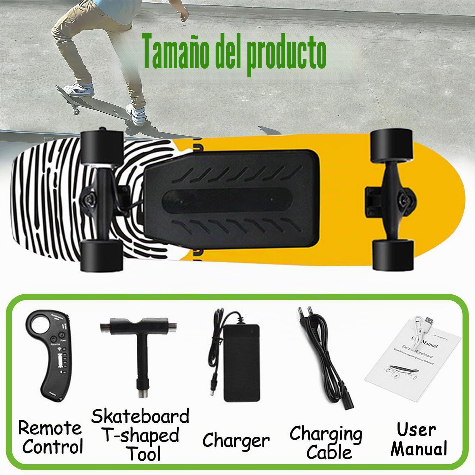 Monopatín eléctrico para Adultos y Adolescentes, Motor 170W / 340W / 450W / 1000W, 4 Modos de Velocidad,Mando a Distancia con Mando inalámbrico, para Principiantes Single-Drive-26km