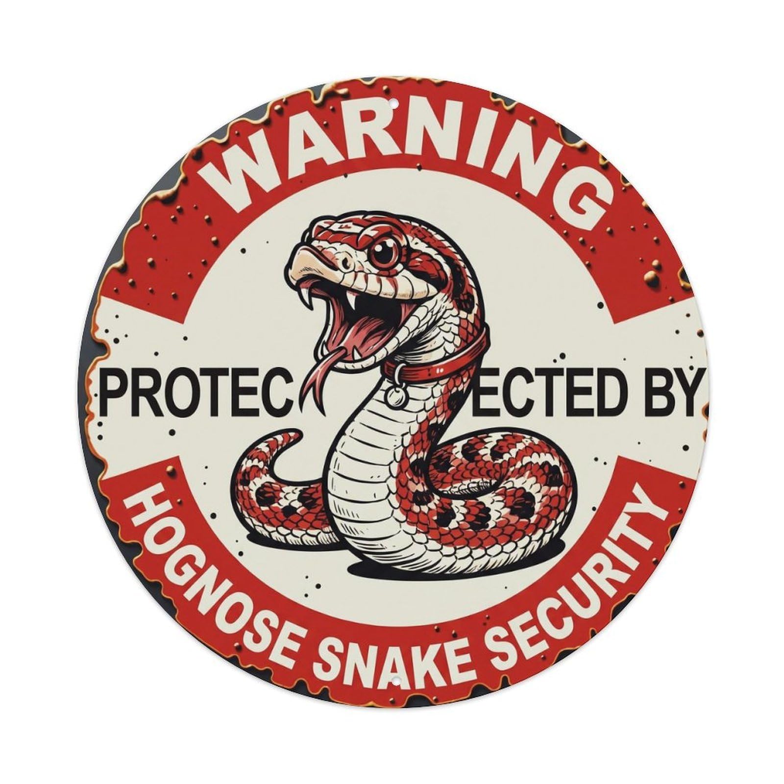 Tgrcjimh Style Metal Tin Sign Warning Protected By Hognose Snake Security Vintage