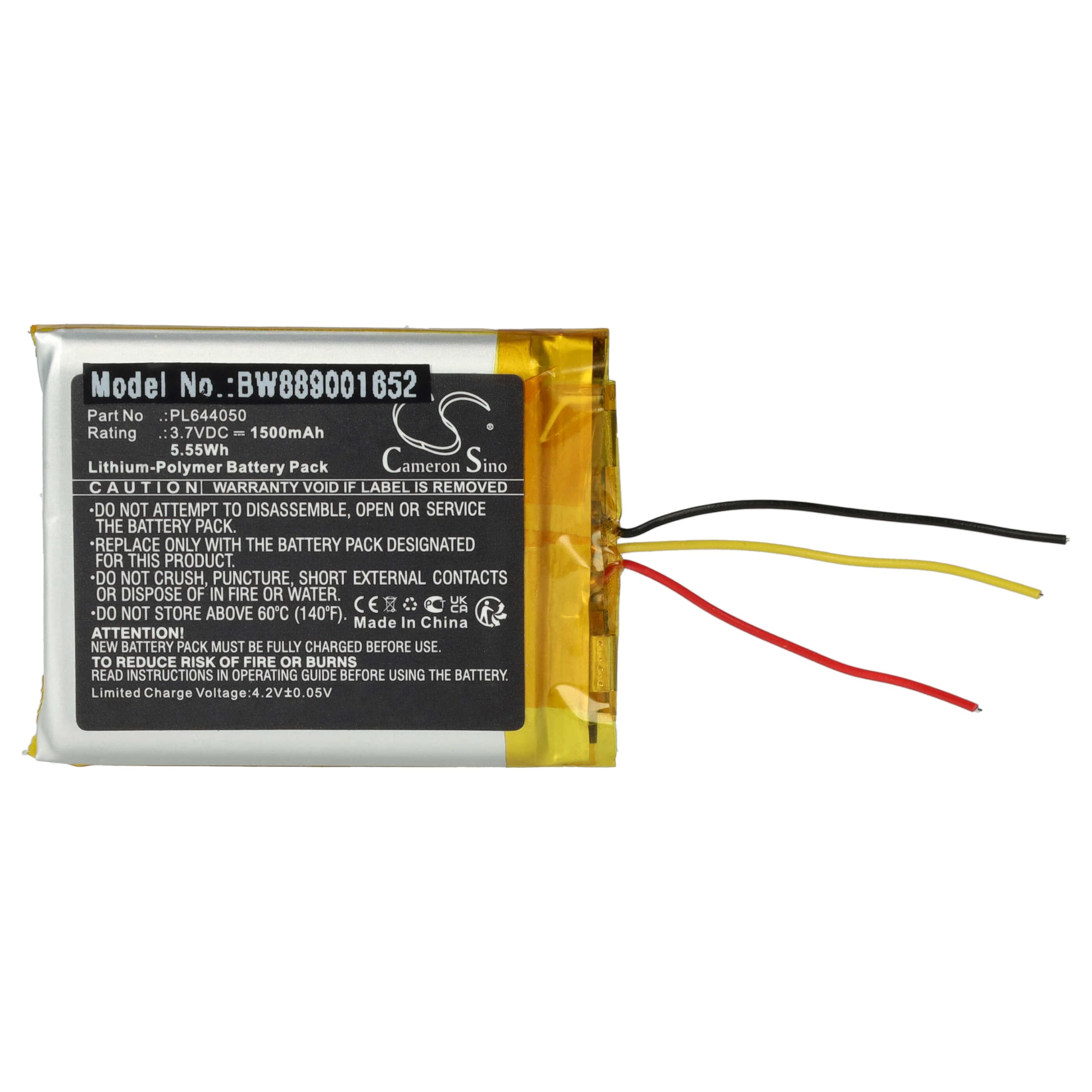 vhbw Bateria zamienna do HyperX PL644050 do bezprzewodowych słuchawek (1500 mAh, 3,7 V, litowo-polimerowa)