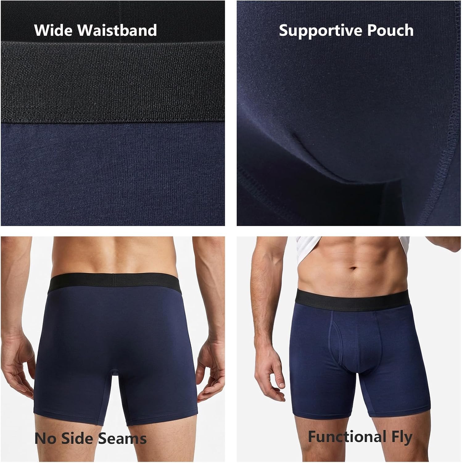 Mens Boxers Shorts Breathable Cotton Underwear Boxer Briefs For Men Pack