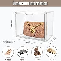 Vista 7 de 3Pack Purse Organizer for Closet Clear Acrylic Display Case Handbag Storage Organizer Box with Magnetic Door Stackable Storage Bins with Dustproof