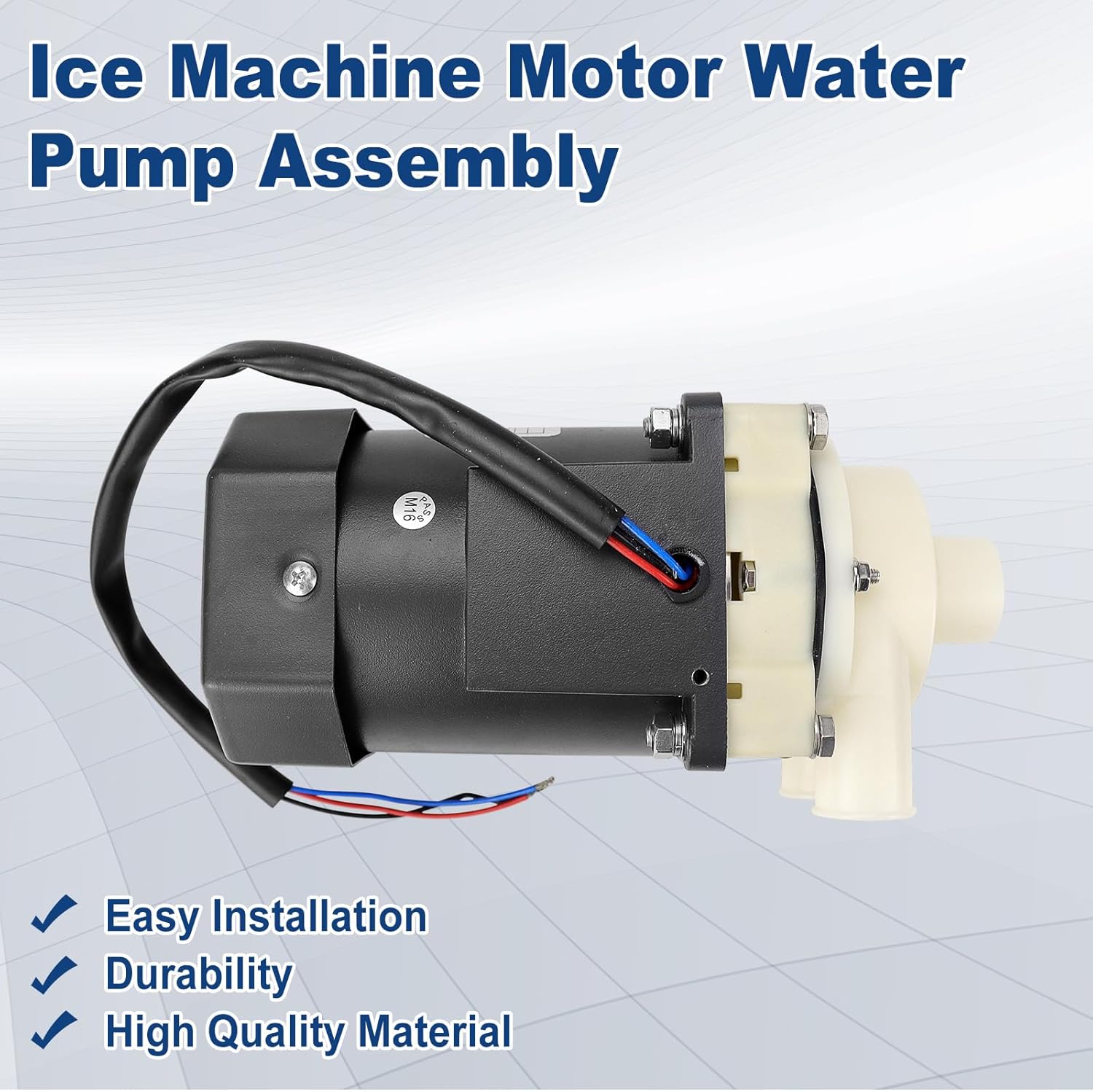 S-0731 Machine-Motor Water-Pump Assembly - with Mounting Plate, 14-Inch Cable & Plug, Compatible with Hoshizaki KM Series 120V 60W, Replace 900-SD, HOSS-0731, KM-1300M, KM-1340M, 212797A01