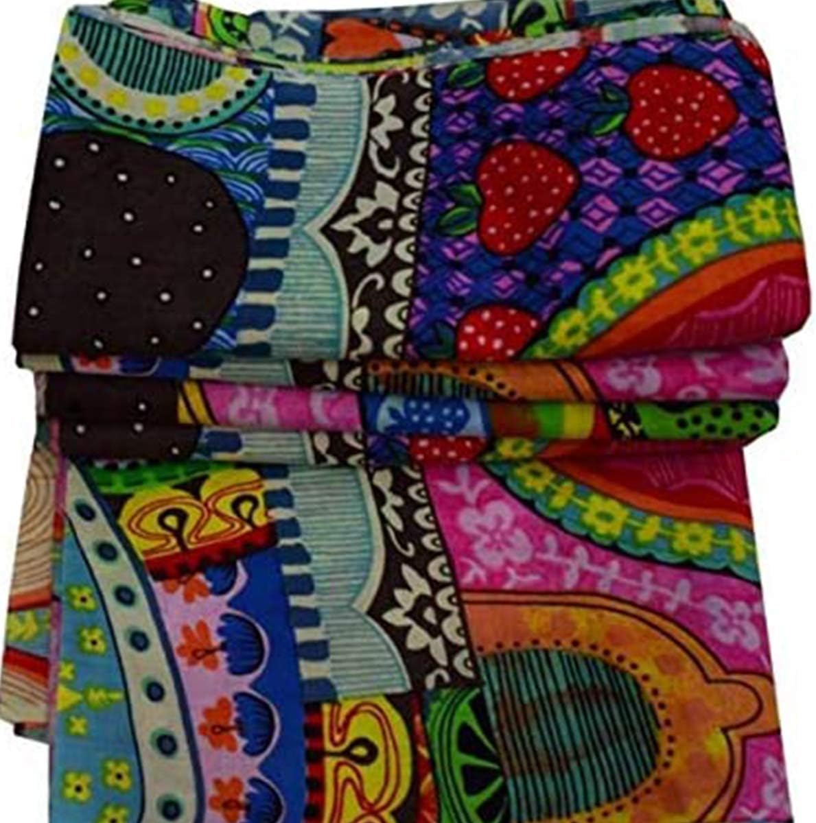 YUVANCRAFTS Indian Vintage Floral Print Cotton Fabric Dressmaking Materials Running Fabric by The Yard (Multi, 5 Yard)