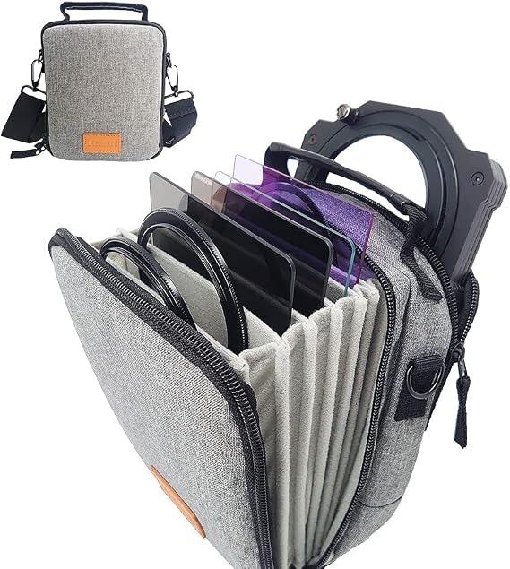 JONGSUN Camera Lens Filter Bag Camera Mount Backpack Storage Box with Shoulder Strap for 1 Filter Holder and 6 Filters (100 x 100 mm & 100 x 150 mm Square Rectangular Filters)