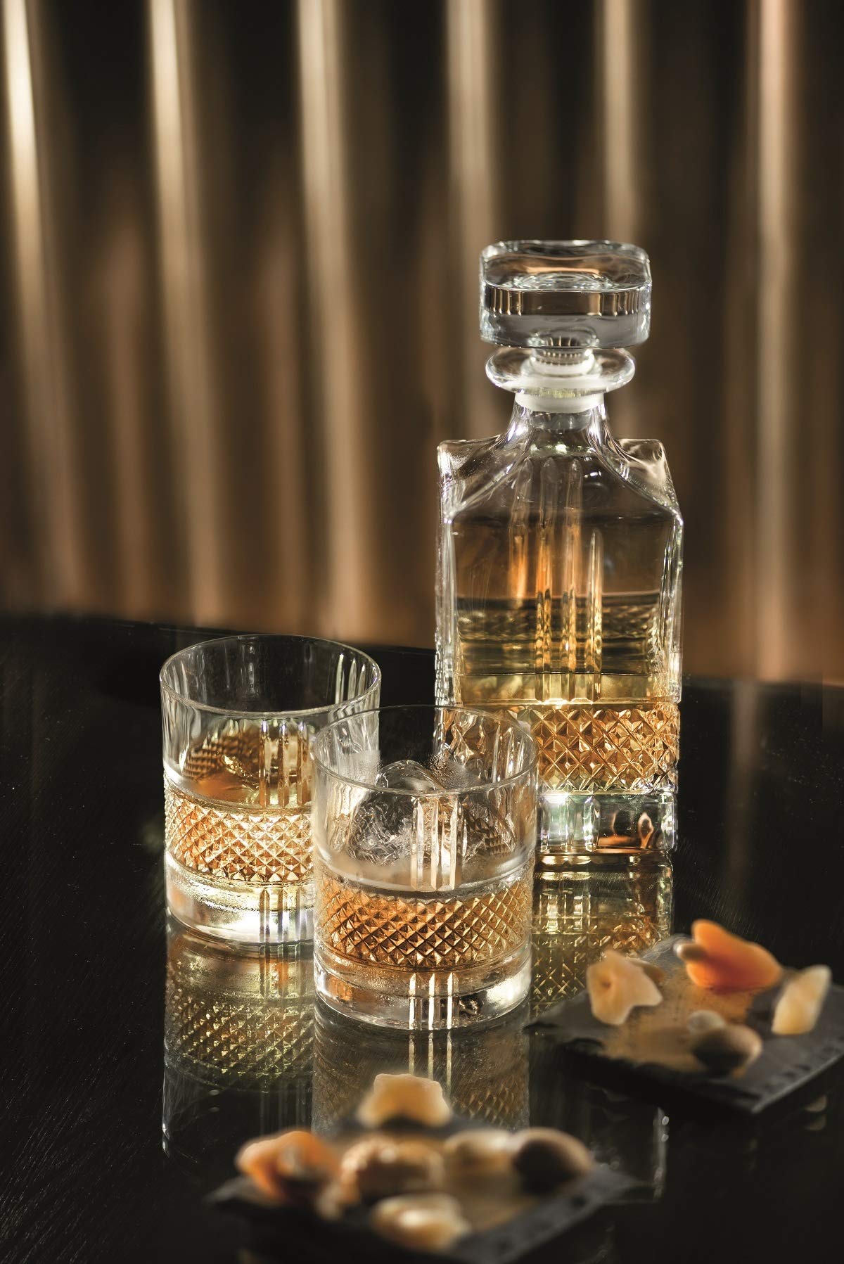 CRISTALICA Karafka i 2 szklanki do whisky zestaw do whisky Brandy Brylante szkło 3-częściowy