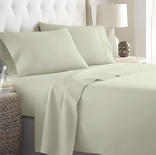 SlumberWell Juego de sábanas de algodón de 4 piezas para cama tamaño Queen, suaves y transpirables, con bolsillo profundo para colchón de 12