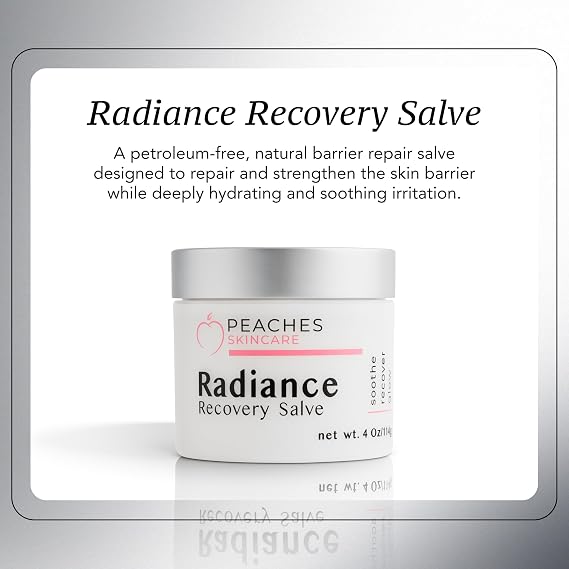 Peaches Skincare Radiance Recovery Salve - Hydrating Face Moisturizer for Delicate Skin - Petroleum Free - Calming Barrier Cream with Cacay Oil and Castor Oil - Overnight Recovery Moisturizer