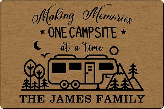 Personalized Camper Doormat with Family Name,Camping for Campers Rug