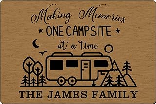 Magimagine Personalized Camper Doormat with Family Name,Camping Signs for Campers Area Rug,Custom Making Memories Camping Rv Door Mat ,Camper Accessories Decor Insid Outside-24*16in Multi5