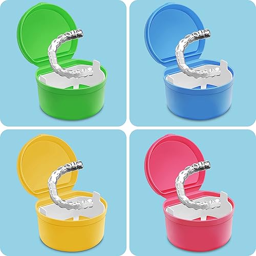 Miniatura 7 de Estuche de dentadura, copa de dentadura con colador para dentaduras, retenedores, protector nocturno y protector bucal, estuche retenedor, baño de