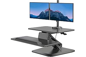 Mount-It! Standing Desk Converter with Dual Monitor Arms