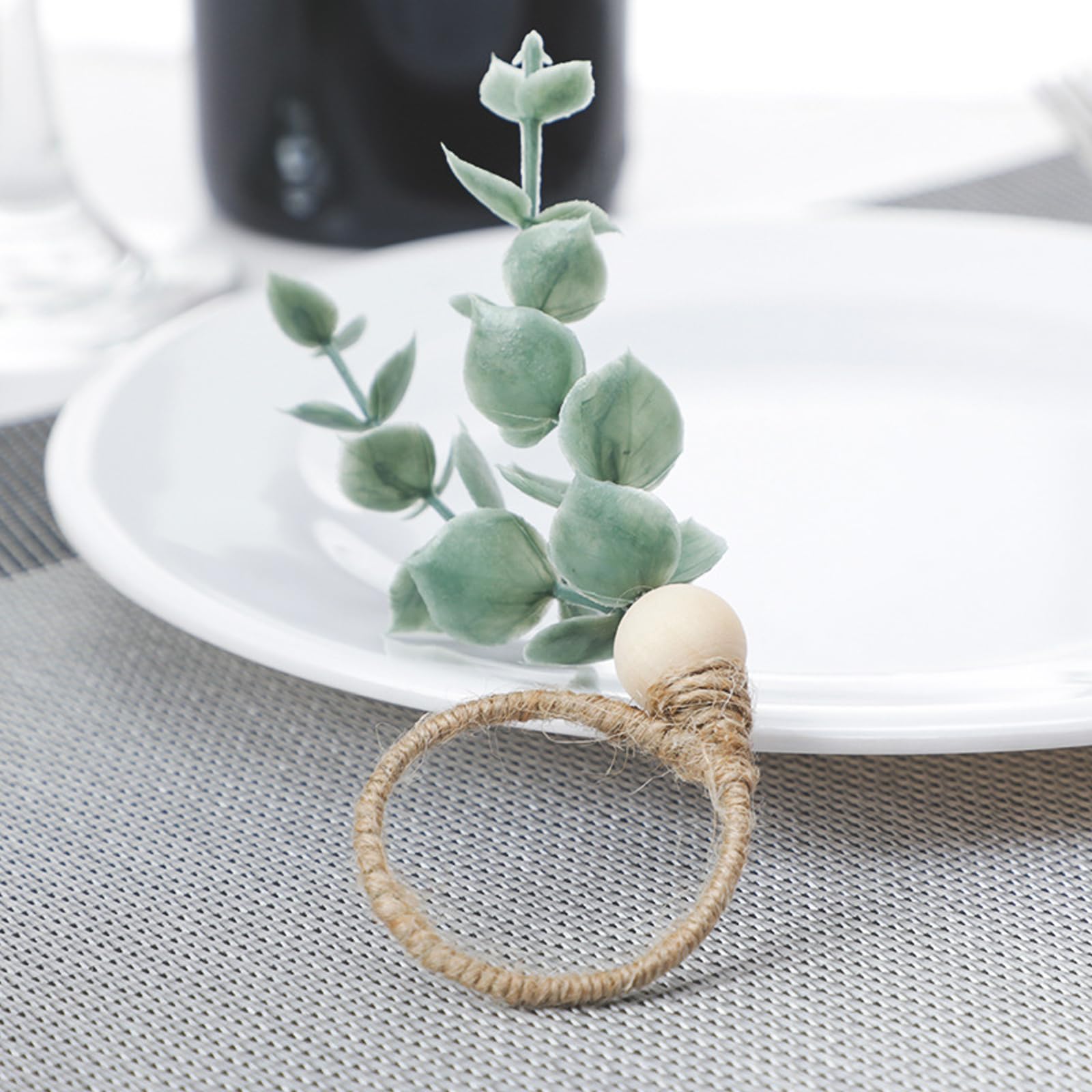 Serviettenringe Bauernhaus Stil - 12 Stück Eukalyptus Mit Holzperlen