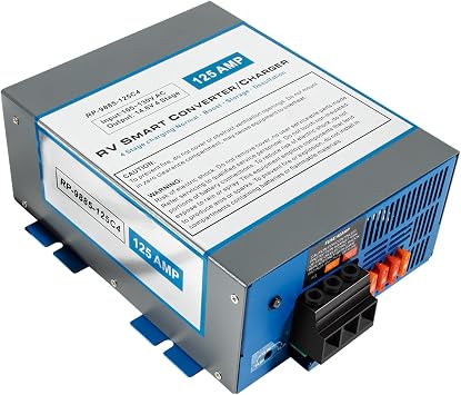 RV Power Converter 125 Amp for RecPro, AC/DC Converter Battery Charger with 4-Stage Smart Charging, 13V to 16.5V Adjustable Operating Range, Compatible with Lithium AGM Lead-Acid Batteries