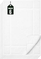 Pearl Linens 6-Pack 100% Cotton Bath Mats 18x25" - Soft Absorbent Quick-Dry Towels for Bathroom Floor, 687 GSM, Machine Washable, White Airbnb Essentials