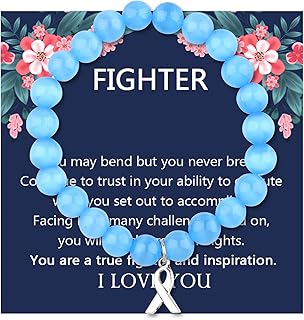 Light Blue Awareness Ribbon Beads Bracelet Prostate Cancer Awareness Chronic Illness Jewelry Awareness Jewelry