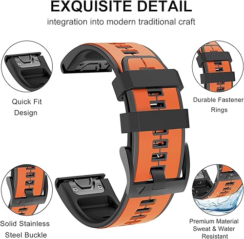 Miniatura 3 de Correa de reloj de 0.866 in compatible con Garmin Fenix 5, bandas de silicona suave de 0.866 pulgadas para Fenix 5Fenix 5 PlusFenix 6Fenix 6
