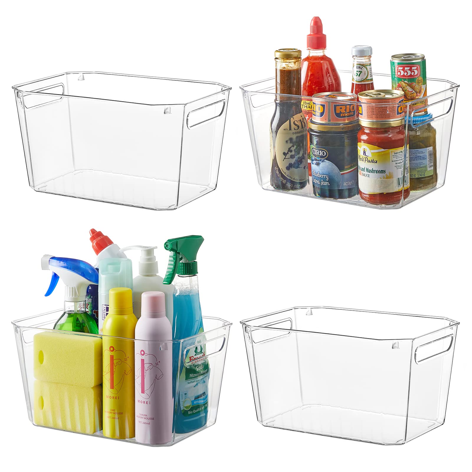 Buy Lifewit 4pcs Large Storage Organizer Bins for Pantry Kitchen, Clear
