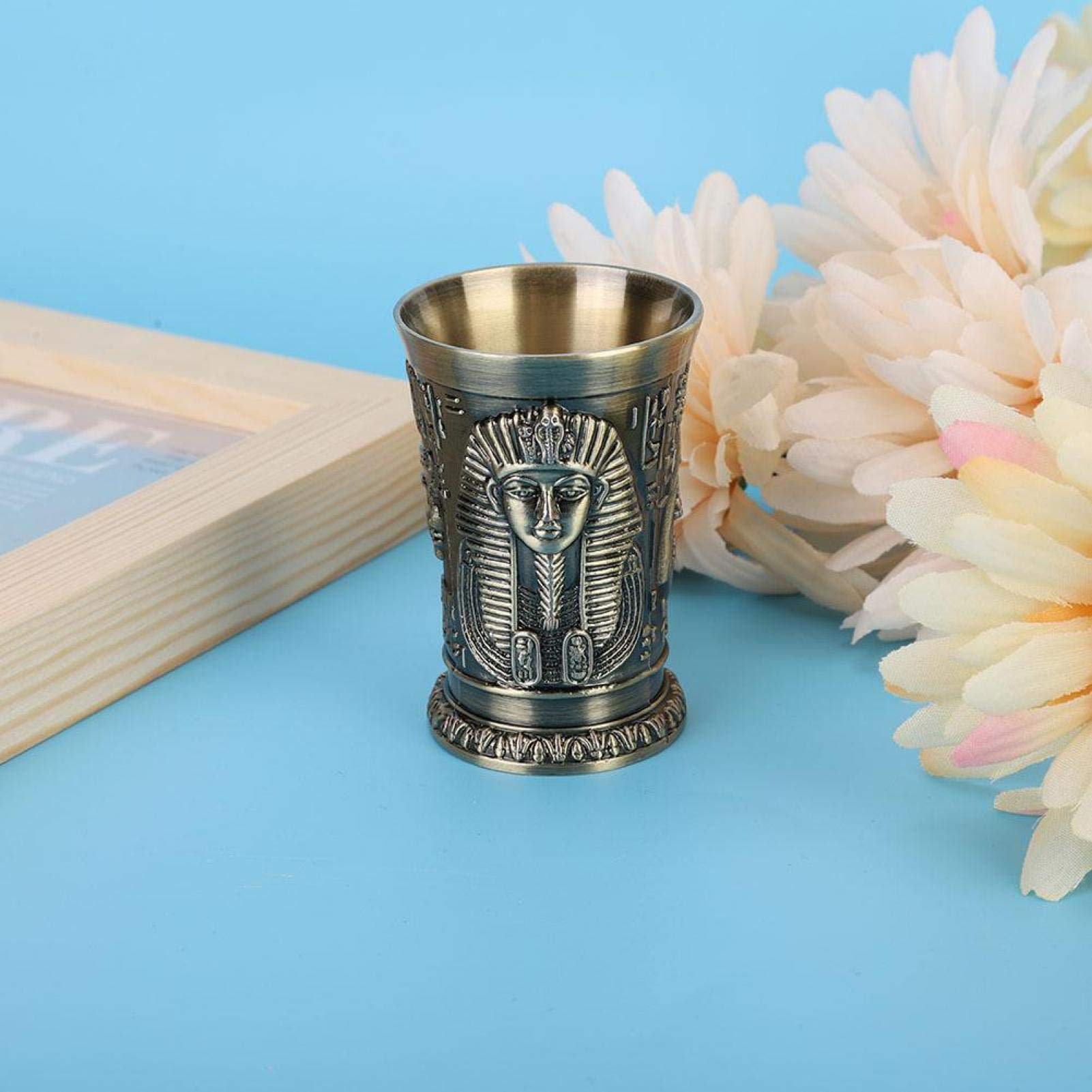 Pssopp Vintage Wine Cup Egypt Metal Wine Cup Art Craft Decoration Home Ornaments Red Wine Goblet Liqueur Goblet Wine Chalice