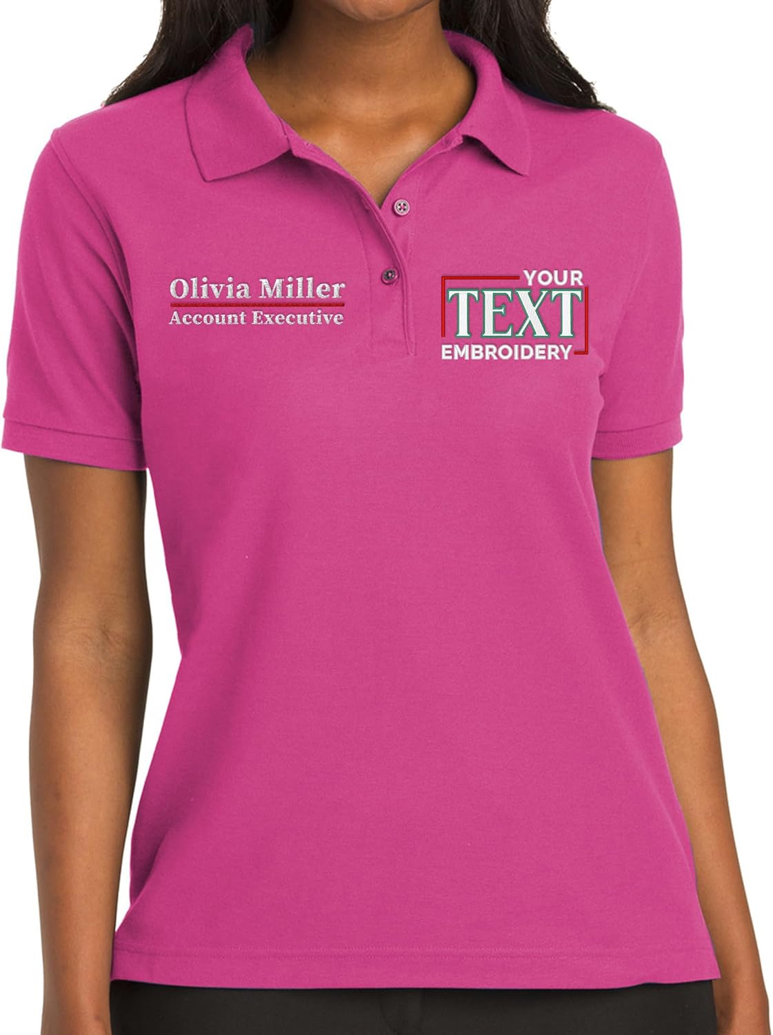 Custom Embroidered Polo Shirts for Women Personalized Add Your Name Text Polo Shirts for Ladies