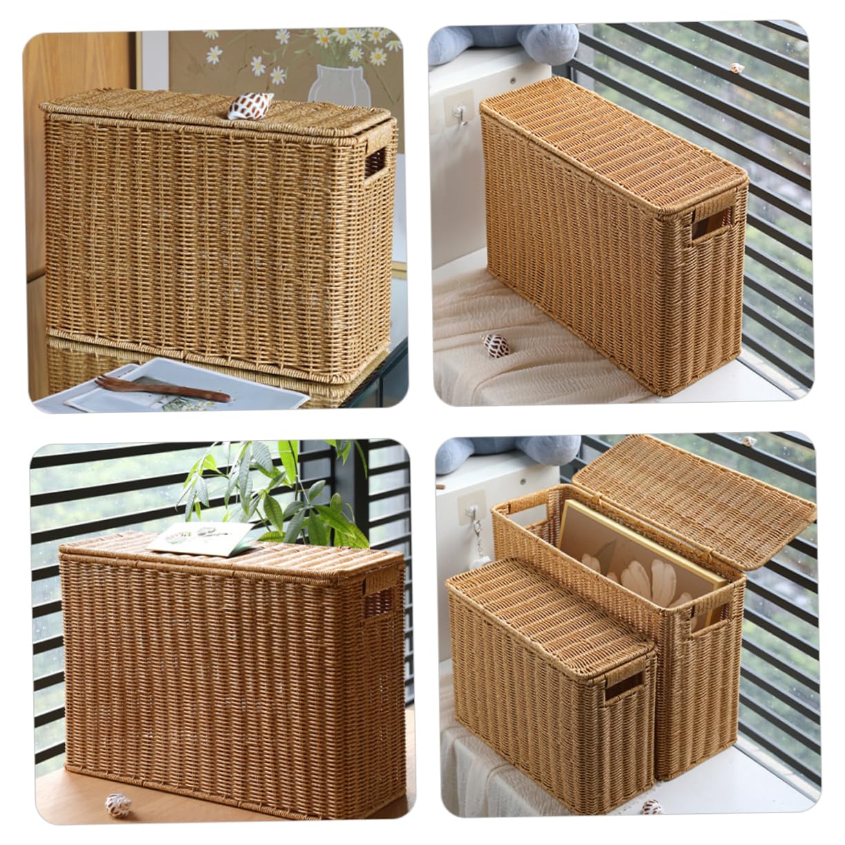 STOBAZA Cesta De Almacenamiento Tejida Con Para Juguetes y Accesorios Recipiente Organizador Portátil De Casa Para Cocinas y Salones Diseño Práctico y