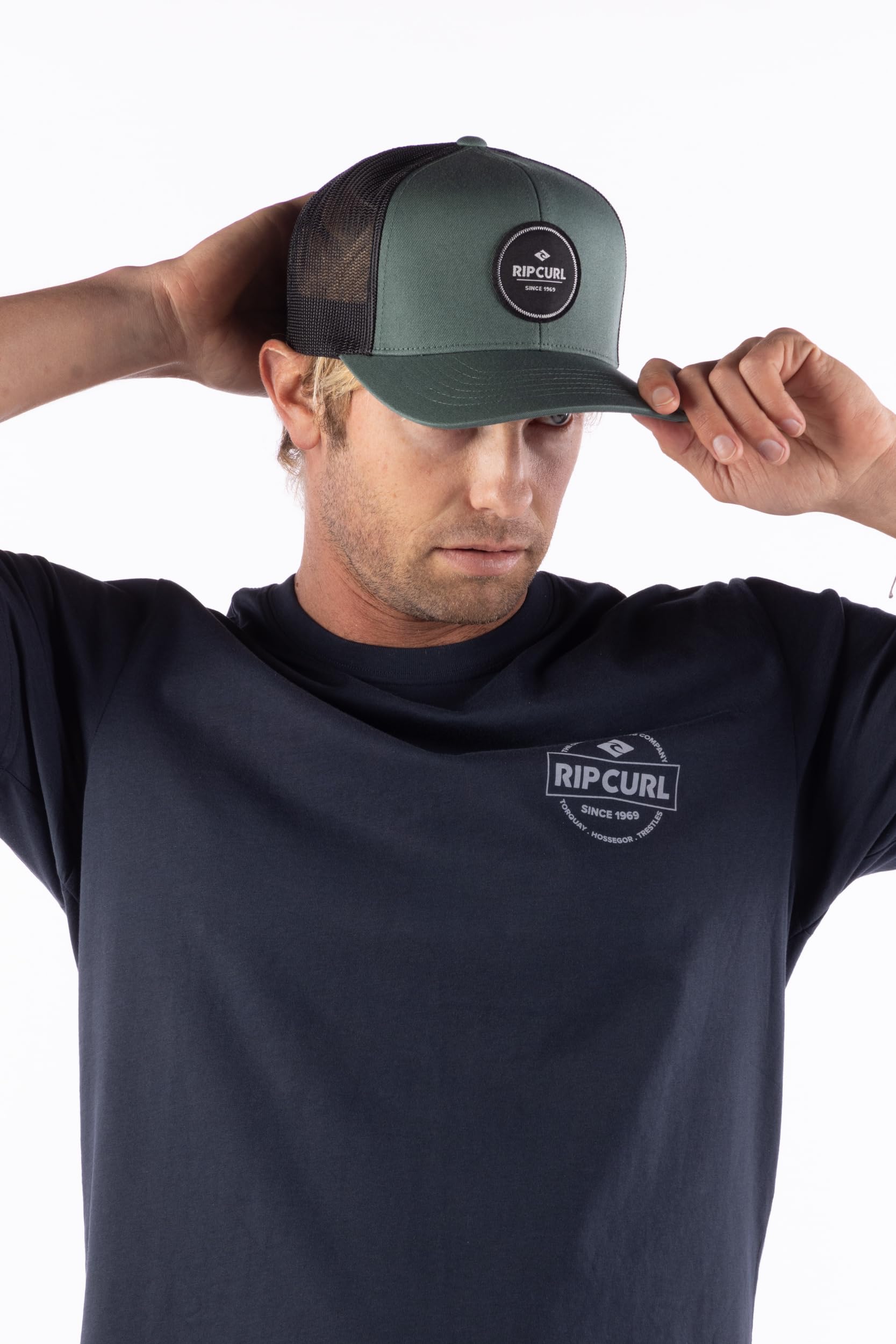 Rip Curl Curve Peak, Structured Trucker Hat, Mesh Snapback Baseball Cap for Men, Adjustable - Chapeau - Homme