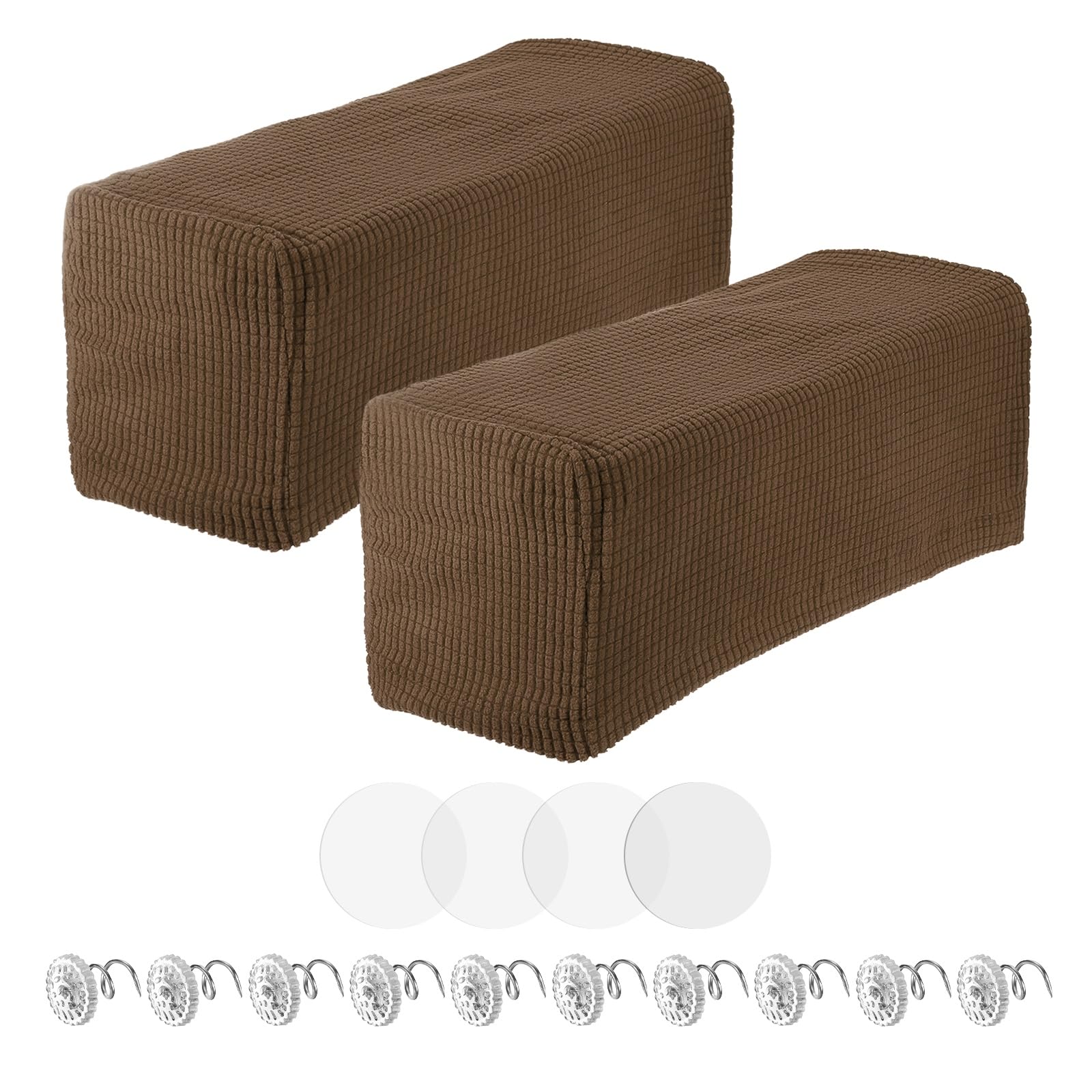 uxcell 2pcs Couch Arm Covers, Armchair Sofa Arm Covers with Twist Pin, Anti-Slip Furniture Protector Slipcovers for Chairs/Sofas, Coffee