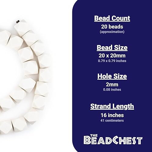 Miniatura 4 de TheBeadChest - Cuentas de madera de cubo sin esquinas blancas, cuentas orgánicas naturales de corte de diamante de 0.787 in para la fabricación de